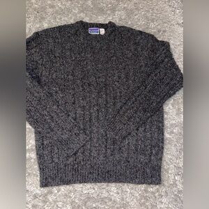 Vintage NorthCrest Sweater Adult Large Gray Red Fleck Wool 80s Casual Mens